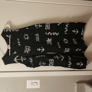 Exist coastal all over nautical theme navy & white tank top 100%cotton dress; 1x